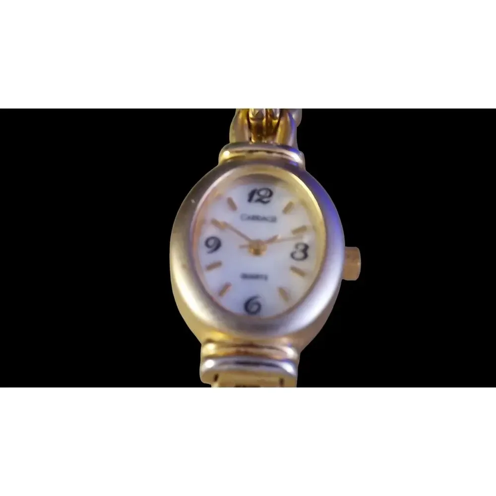 Timex Carriage Women's two-tone, MOP dial, quartz watch‎ Vintage New Battery